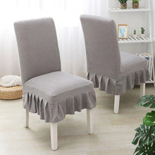 将图片加载到图库查看器，Super Soft Polar Fleece Fabric Skirt Style Chair Cover Elastic Chair Covers Spandex For Kitchen Wedding Chair Covers Dining Room Washable Furniture Chair for Kids Pets Home Ceremony Banquet Wedding Party
