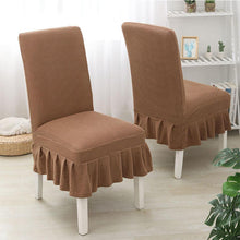 将图片加载到图库查看器，Super Soft Polar Fleece Fabric Skirt Style Chair Cover Elastic Chair Covers Spandex For Kitchen Wedding Chair Covers Dining Room Washable Furniture Chair for Kids Pets Home Ceremony Banquet Wedding Party
