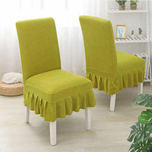 将图片加载到图库查看器，Super Soft Polar Fleece Fabric Skirt Style Chair Cover Elastic Chair Covers Spandex For Kitchen Wedding Chair Covers Dining Room Washable Furniture Chair for Kids Pets Home Ceremony Banquet Wedding Party
