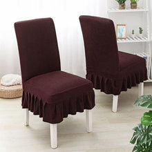 将图片加载到图库查看器，Super Soft Polar Fleece Fabric Skirt Style Chair Cover Elastic Chair Covers Spandex For Kitchen Wedding Chair Covers Dining Room Washable Furniture Chair for Kids Pets Home Ceremony Banquet Wedding Party
