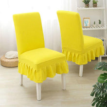 将图片加载到图库查看器，Super Soft Polar Fleece Fabric Skirt Style Chair Cover Elastic Chair Covers Spandex For Kitchen Wedding Chair Covers Dining Room Washable Furniture Chair for Kids Pets Home Ceremony Banquet Wedding Party
