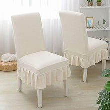 将图片加载到图库查看器，Super Soft Polar Fleece Fabric Skirt Style Chair Cover Elastic Chair Covers Spandex For Kitchen Wedding Chair Covers Dining Room Washable Furniture Chair for Kids Pets Home Ceremony Banquet Wedding Party
