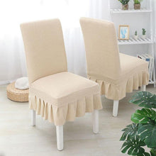 将图片加载到图库查看器，Super Soft Polar Fleece Fabric Skirt Style Chair Cover Elastic Chair Covers Spandex For Kitchen Wedding Chair Covers Dining Room Washable Furniture Chair for Kids Pets Home Ceremony Banquet Wedding Party
