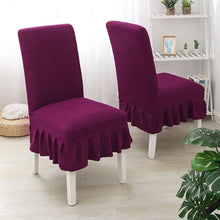 将图片加载到图库查看器，Super Soft Polar Fleece Fabric Skirt Style Chair Cover Elastic Chair Covers Spandex For Kitchen Wedding Chair Covers Dining Room Washable Furniture Chair for Kids Pets Home Ceremony Banquet Wedding Party
