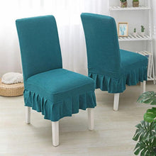 将图片加载到图库查看器，Super Soft Polar Fleece Fabric Skirt Style Chair Cover Elastic Chair Covers Spandex For Kitchen Wedding Chair Covers Dining Room Washable Furniture Chair for Kids Pets Home Ceremony Banquet Wedding Party
