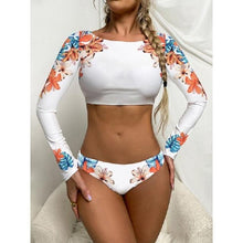 Load image into Gallery viewer, Surfing Swimsuit For Women Bikini Long Sleeve Swimwear Tiger Print Push Up Summer Bath Suit Two Piece Surfing Rash Guard Bikini Long Sleeve Swimsuit Set

