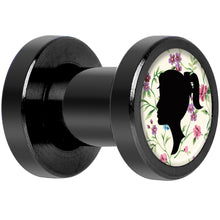 Load image into Gallery viewer, Man Woman Floral Silhouette Black Anodized Screw Fit Plug Set 4G
