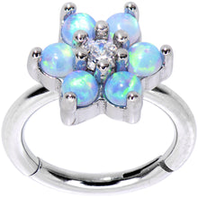 Load image into Gallery viewer, 16G 5/16 Clear CZ Gem Blue Faux Opal Hinged Segment Ring
