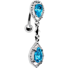 将图片加载到图库查看器，Aqua Gem Twin Top Mount Dangle Belly Ring
