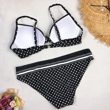 Load image into Gallery viewer, Swimwear Bikinis   Swimming Suit For Women Swimsuit Padded Push-up Bikini Set Women Padded Push up Bikini Set Halter Two Piece Cross Top Swimsuit Patchwork Bathing Suit
