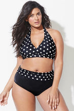 将图片加载到图库查看器，Swimwear High Waist Two Piece Plus Size Large Size Plus Fat Printed Swimsuit Women Back Bikini Beach Bathing Suit Women High Waist Swimsuits Triangle Bathing Suit

