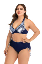 将图片加载到图库查看器，Swimwear High Waist Two Piece Plus Size Large Size Plus Fat Printed Swimsuit Women Back Bikini Beach Bathing Suit Women High Waist Swimsuits Triangle Bathing Suit
