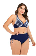 将图片加载到图库查看器，Swimwear High Waist Two Piece Plus Size Large Size Plus Fat Printed Swimsuit Women Back Bikini Beach Bathing Suit Women High Waist Swimsuits Triangle Bathing Suit
