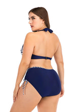 将图片加载到图库查看器，Swimwear High Waist Two Piece Plus Size Large Size Plus Fat Printed Swimsuit Women Back Bikini Beach Bathing Suit Women High Waist Swimsuits Triangle Bathing Suit
