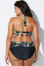将图片加载到图库查看器，Swimwear High Waist Two Piece Plus Size Large Size Plus Fat Printed Swimsuit Women Back Bikini Beach Bathing Suit Women High Waist Swimsuits Triangle Bathing Suit
