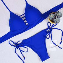 Load image into Gallery viewer, Swimwear Women Bikini Set Hollow Out Swimsuit Padded Halter Padded Push Up Bikini Set Two Pieces Swimsuit For Women Swimwear Bathing Suit Gifts For Mom Wife Girlfriend Lace Up Two Piece Bathing Suit

