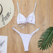 Load image into Gallery viewer, Swimwear Women Micro Bikini  Solid  Black G-String Swimsuits Bathers Bathing Suit 2 Piece Set  Bikinis For Women  Bathing Suit Women's Two-Piece Swimwear
