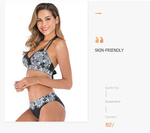 将图片加载到图库查看器，Swimwear Women Plus Size Two-Pieces Split Bikinis Set Padded Push Up Bikini Set Two Pieces Swimsuit Women Swimwear Bathing Suit Gifts For Mom Wife Girlfriend Bathing Suit Push Up Padded Halter Polyester Print Beachwear Swimsuit
