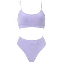 Load image into Gallery viewer, Swimwear Women Ribbed Bathing Suit Female Push Up Bikini Set Women's Bathing Suit Lace up Bikini Ribbed Two Piece Swimsuit Beachwear High Waist Bikini Women's Swimsuit
