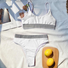 Load image into Gallery viewer, Swimwear Women Ribbed Bathing Suit Female Push Up Bikini Set Women's Bathing Suit Lace up Bikini Ribbed Two Piece Swimsuit Beachwear High Waist Bikini Women's Swimsuit
