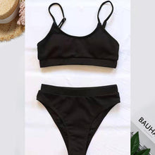 Load image into Gallery viewer, Swimwear Women Ribbed Bathing Suit Female Push Up Bikini Set Women's Bathing Suit Lace up Bikini Ribbed Two Piece Swimsuit Beachwear High Waist Bikini Women's Swimsuit
