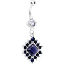 Load image into Gallery viewer, Indigo Blue Clear Gem Royal Beauty Dangle Belly Ring
