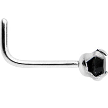 Load image into Gallery viewer, 20G 1/4 Black 3mm CZ Gem Steel L-Shape Nose Ring
