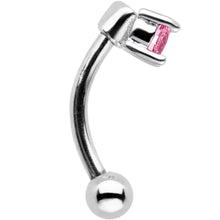Load image into Gallery viewer, 5/16 Pink Heart CZ Gem Fashionista Curved Eyebrow Rook Earring
