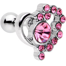 将图片加载到图库查看器，1/4 Pink Gem Heart Cluster Cartilage Tragus Earring
