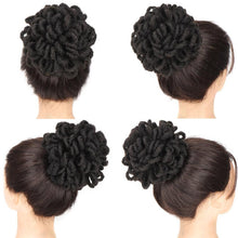 将图片加载到图库查看器，Synthetic Dread Locks Chignon Faux Locks Hair Bun Hairpiece Drawstring Pony Tail Clip in Hair Extensions For Black Women Clip in Hair Extension For Volumized Hair Buns For Girls
