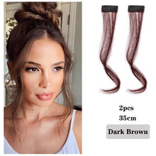 Load image into Gallery viewer, Synthetic Hair Bangs Clip In Front Side Bangs Fake Fringe Hair Extensions For Women Natural Hairpiece Natural Flat Neat side Bangs With Temples For Women One Piece Hairpiece
