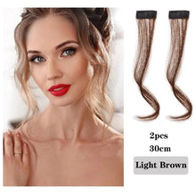 Load image into Gallery viewer, Synthetic Hair Bangs Clip In Front Side Bangs Fake Fringe Hair Extensions For Women Natural Hairpiece Natural Flat Neat side Bangs With Temples For Women One Piece Hairpiece
