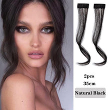 Load image into Gallery viewer, Synthetic Hair Bangs Clip In Front Side Bangs Fake Fringe Hair Extensions For Women Natural Hairpiece Natural Flat Neat side Bangs With Temples For Women One Piece Hairpiece
