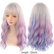 将图片加载到图库查看器，Synthetic Wigs For Women Daily Cosplay Long Water Wave  Lolita Wig With Bangs Cold Brown Heat Resistant Hair Bob Wigs For Black Women Cosplay Wigs For Women Gifts for Girlfriends
