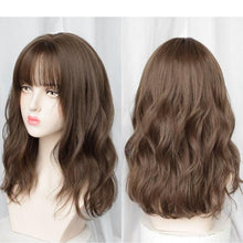 将图片加载到图库查看器，Synthetic Wigs For Women Daily Cosplay Long Water Wave  Lolita Wig With Bangs Cold Brown Heat Resistant Hair Bob Wigs For Black Women Cosplay Wigs For Women Gifts for Girlfriends
