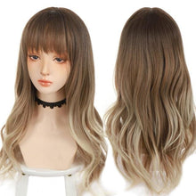 将图片加载到图库查看器，Synthetic Wigs For Women Daily Cosplay Long Water Wave  Lolita Wig With Bangs Cold Brown Heat Resistant Hair Bob Wigs For Black Women Cosplay Wigs For Women Gifts for Girlfriends
