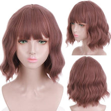 将图片加载到图库查看器，Synthetic Wigs For Women Daily Cosplay Long Water Wave  Lolita Wig With Bangs Cold Brown Heat Resistant Hair Bob Wigs For Black Women Cosplay Wigs For Women Gifts for Girlfriends
