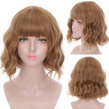 将图片加载到图库查看器，Synthetic Wigs For Women Daily Cosplay Long Water Wave  Lolita Wig With Bangs Cold Brown Heat Resistant Hair Bob Wigs For Black Women Cosplay Wigs For Women Gifts for Girlfriends

