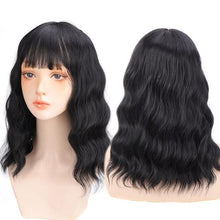 将图片加载到图库查看器，Synthetic Wigs For Women Daily Cosplay Long Water Wave  Lolita Wig With Bangs Cold Brown Heat Resistant Hair Bob Wigs For Black Women Cosplay Wigs For Women Gifts for Girlfriends
