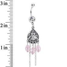 Load image into Gallery viewer, Pink Clear Gem Lovely Ladies Lattice Heart Dangle Belly Ring
