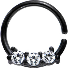 Load image into Gallery viewer, 18G 5/16 Clear Cubic Zirconia Black IP Steel Circular Ring
