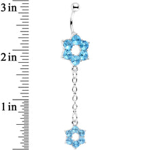 将图片加载到图库查看器，Aqua Gem Sway with the Wind Flower Dangle Belly Ring
