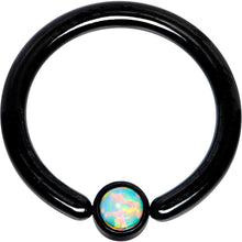 Load image into Gallery viewer, 12G 1/2 White Faux Opal 4mm Disc Black IP BCR Captive Ring
