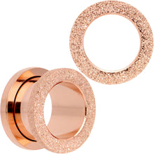 Load image into Gallery viewer, Rose Gold PVD Sandblasted Screw Fit Tunnel Plug Set 5mm to 16mm
