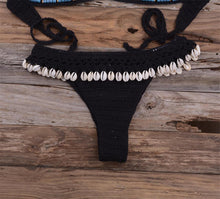 Load image into Gallery viewer, Tassel Knit Crochet Bikini Women Swimwear Female Swimsuit Two-piece Bikini Set Unique Bathing Suit Swim Women's Crochet Lace V Neck High Waist Bikini Set Two Pieces Swimsuit
