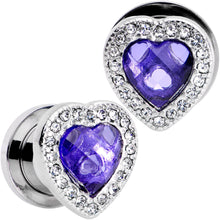 Load image into Gallery viewer, Clear Purple Gem Hug Your Heart Screw Fit Plug Set 6mm to 22mm
