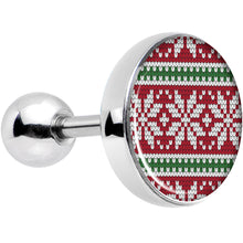 Load image into Gallery viewer, 16G 1/4 Red Green Christmas Sweater Tragus Cartilage Earring
