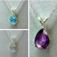 将图片加载到图库查看器，Teardrop Shaped Zirconia Pendant Copper Necklace
