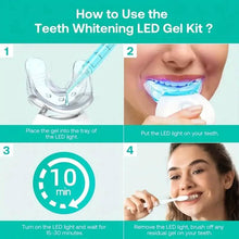 Load image into Gallery viewer, Teeth Whitening Gel Kit with 6 Teeth Cleaning Gel + 2 Dental Trays + Cleaning Led Light
