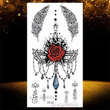 Load image into Gallery viewer, Temporary Lotus Flower Sticker Tattoo Fake Black Elegant Flower Design Women Body Art Fake Arm Tattoo Stickers For Womens
